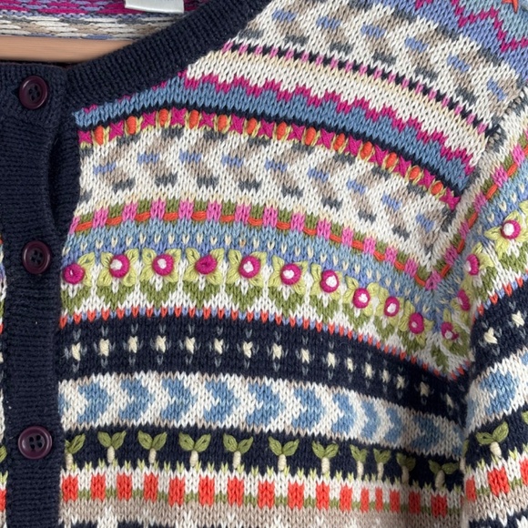 VTG 90s Paul Harris Design 3D Knit Cardigan S Rainbow Floral Boho Cottage Granny - Picture 3 of 9